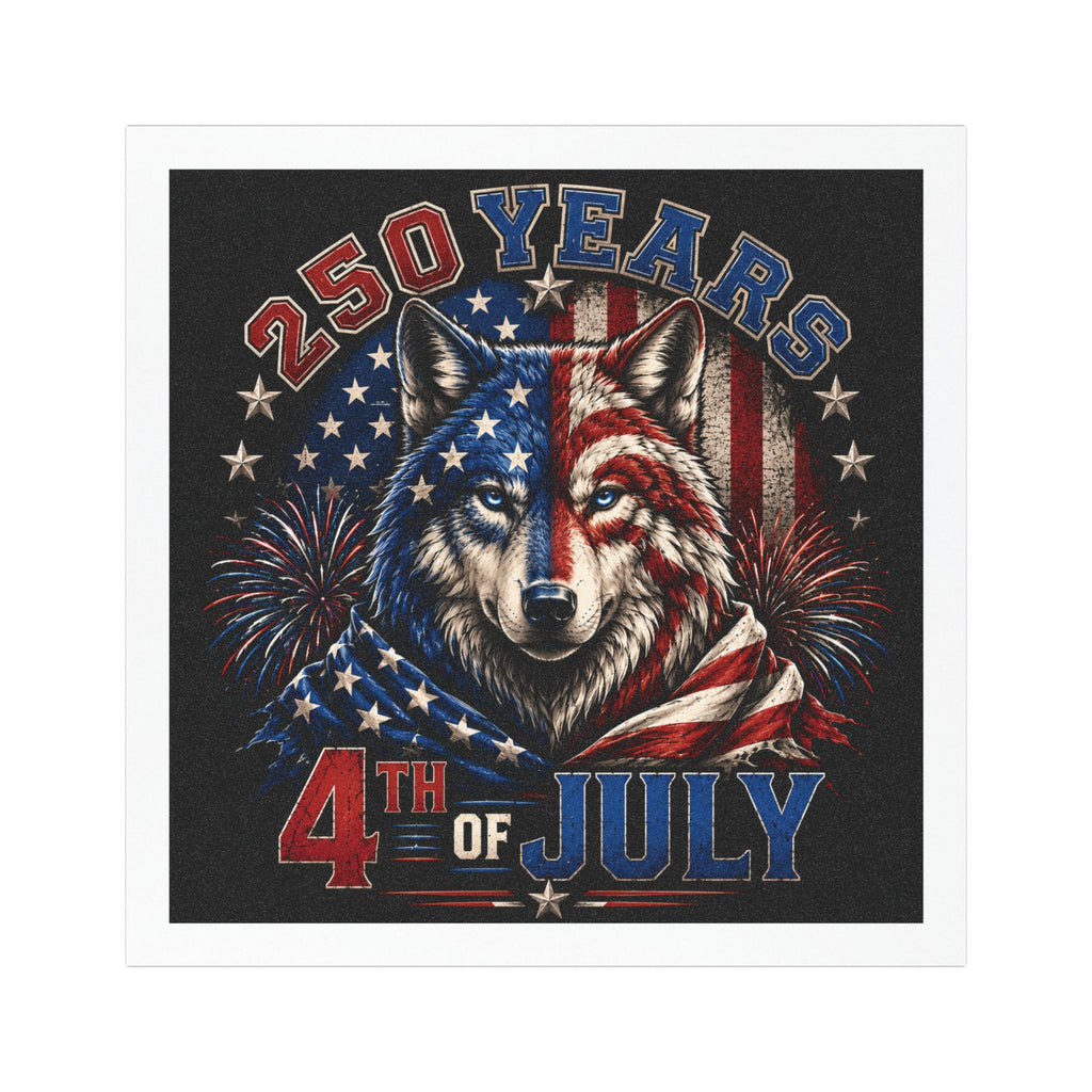 4th of July Wolf Car Magnet — Patriotic American Flag Fireworks Design