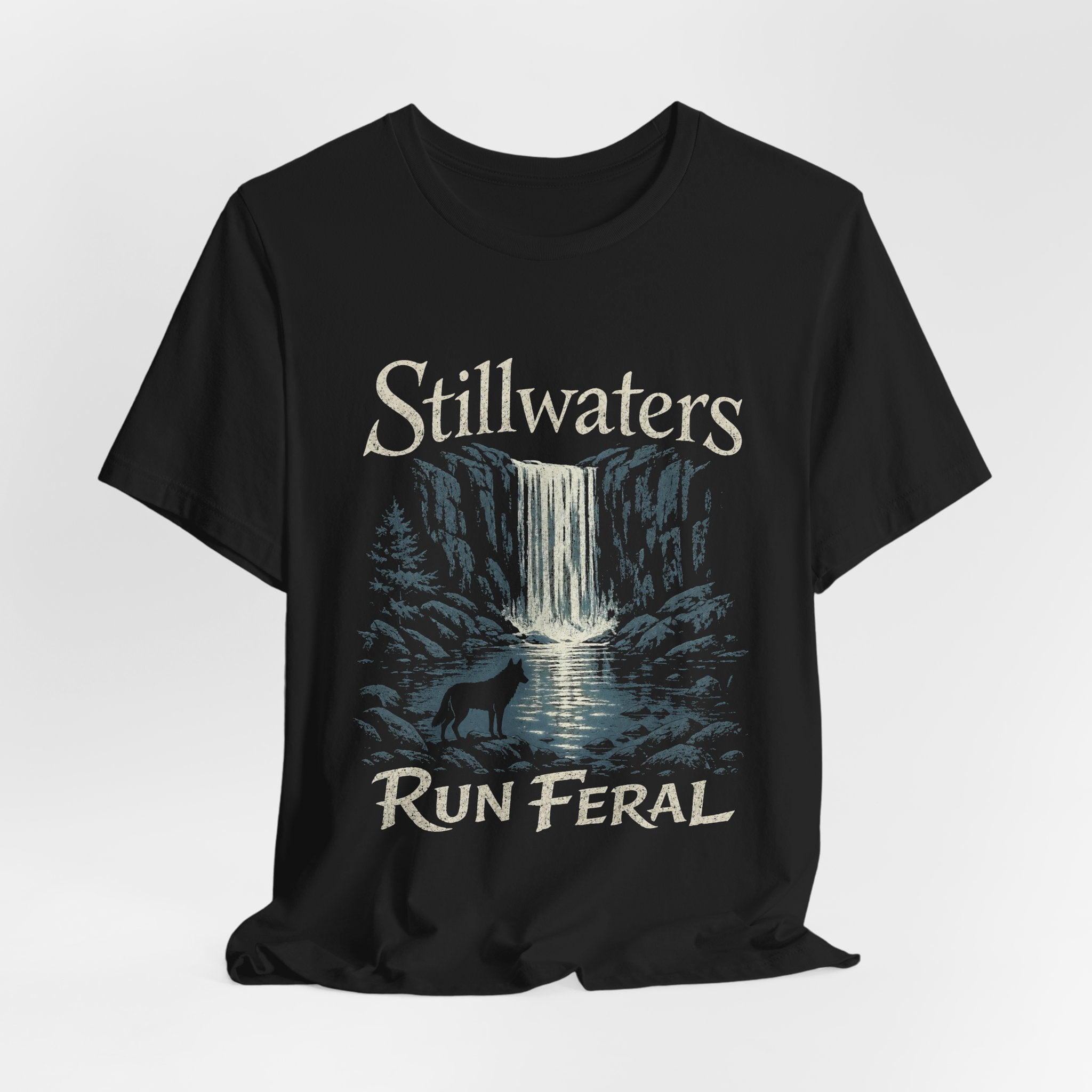 Stillwaters Run Feral T-Shirt — Waterfall Nature Graphic Tee