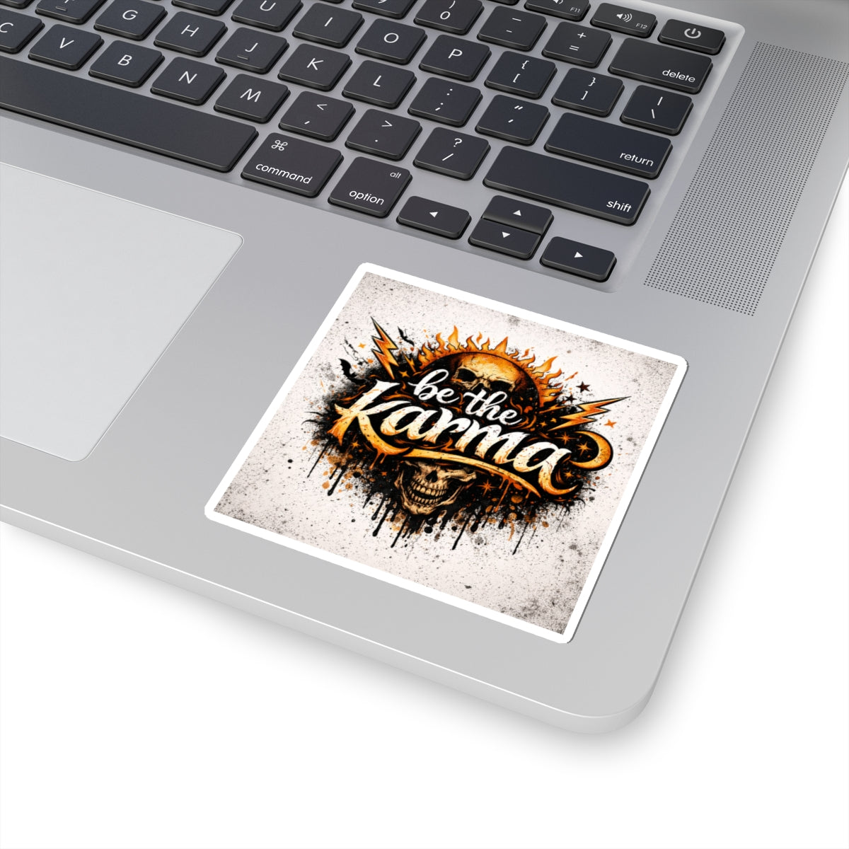 Kiss-Cut Sticker — "Be the Karma" Skull & Sun Graphic Sticker