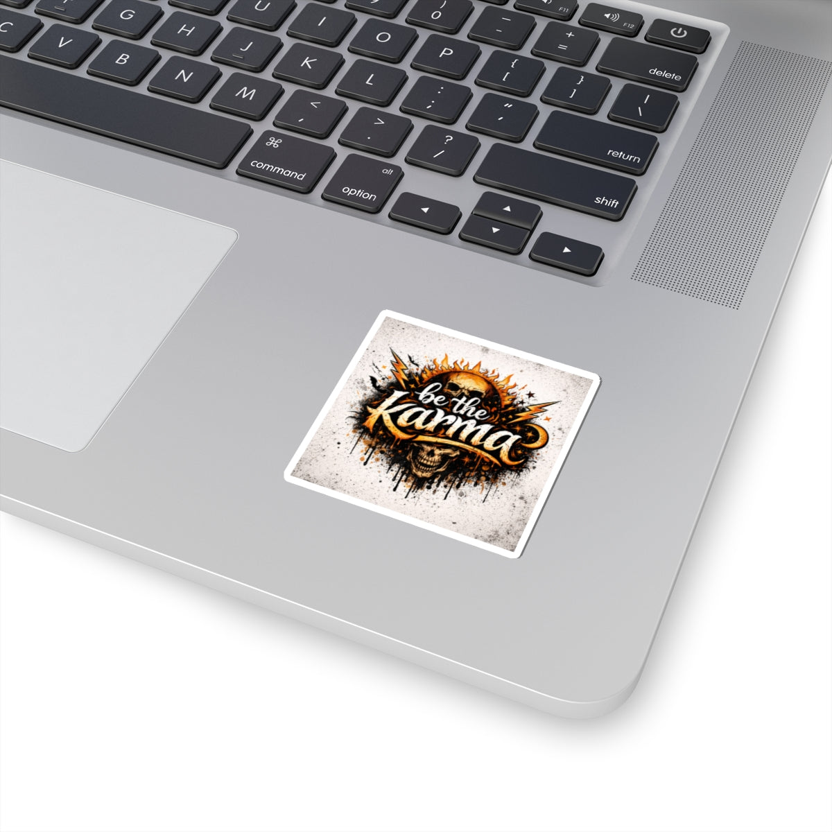 Kiss-Cut Sticker — "Be the Karma" Skull & Sun Graphic Sticker